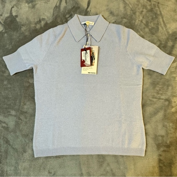 Balla Valentina Tops - 100% Cashmere Sky Blue Short Sleeve Top

#1412